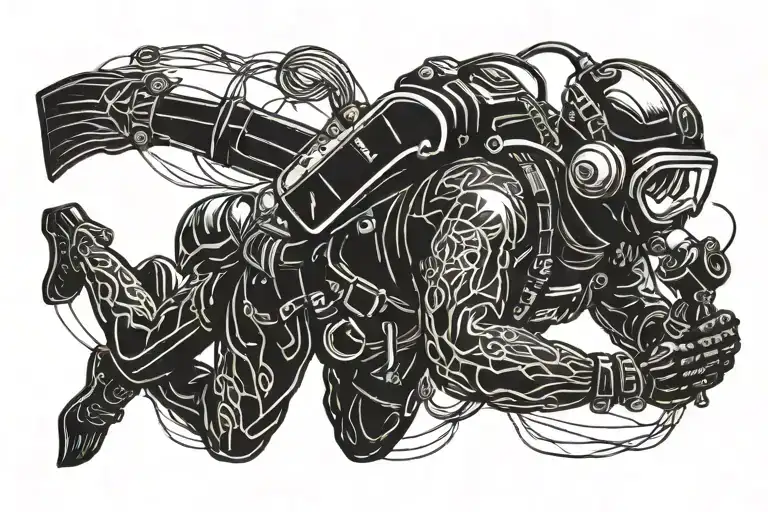 Side View Of A Scuba Diver With Swim Mask And Swim Fins