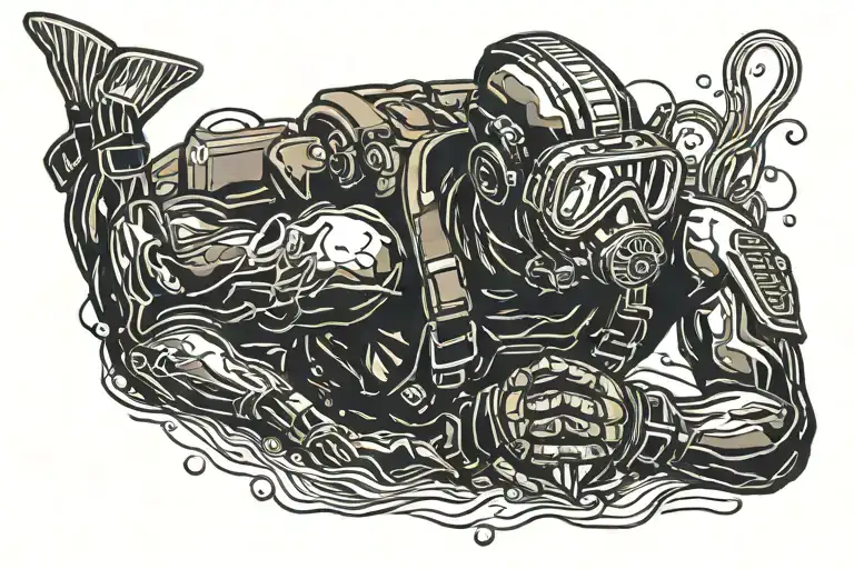 Side View Of A Scuba Diver With A Swim Mask And Swim Fins No Helmet Stretched Out