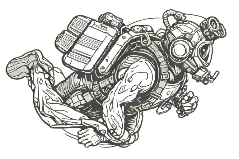 Side View Of A Scuba Diver With A Swim Mask And Swim Fins No Helmet Stretched Out