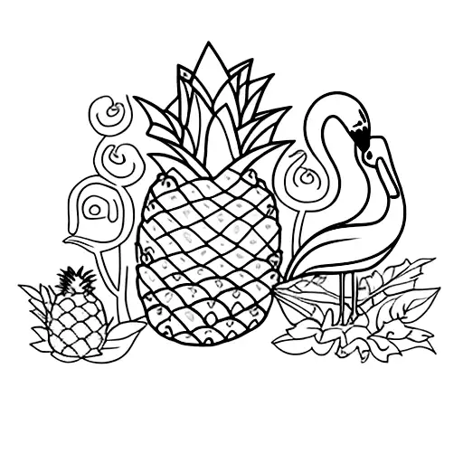 Pineapple And Flamingo Wrapped In Ivy