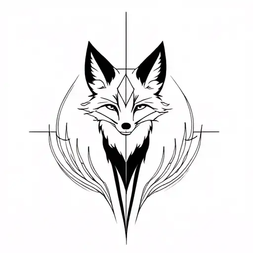 Fox With Nine Tails And Geometrical Elements