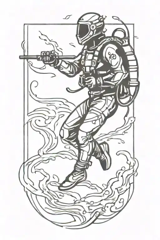 Silhouette Of A Modern Scuba Diver