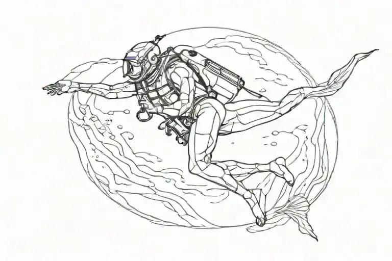 Diver In The Empty Ocean Silhouette