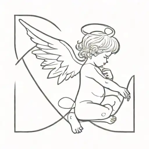 Angel Baby With Two Letters M