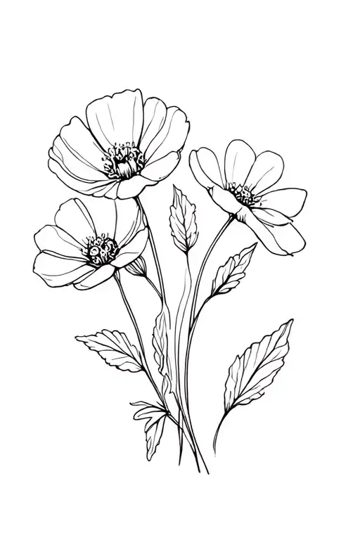 Buttercup Flowers Fine Line