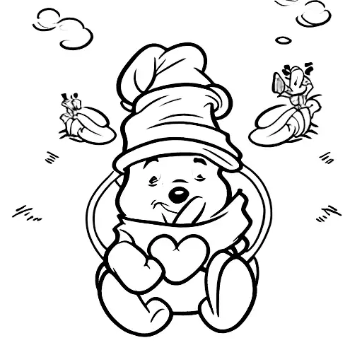 Minimalistic Winnie The Pooh Sitting On A Coffee Mug