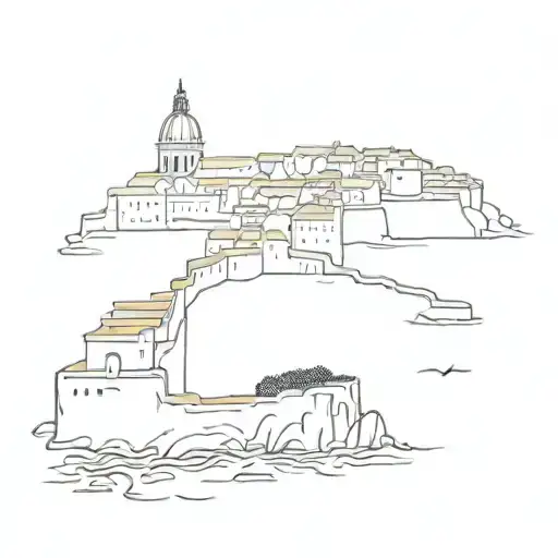 Dubrovnik City In A Thin Black Line