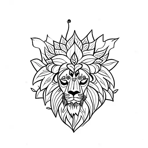 Leafskull With Flower And Lion