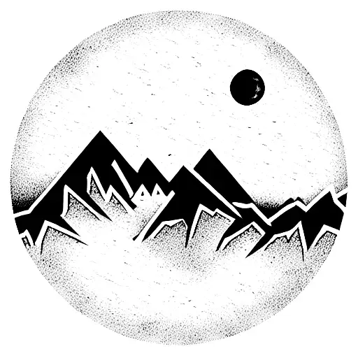 Mountains With A Full Moon