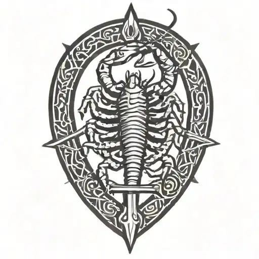 Scorpion Intertwined With A Sword