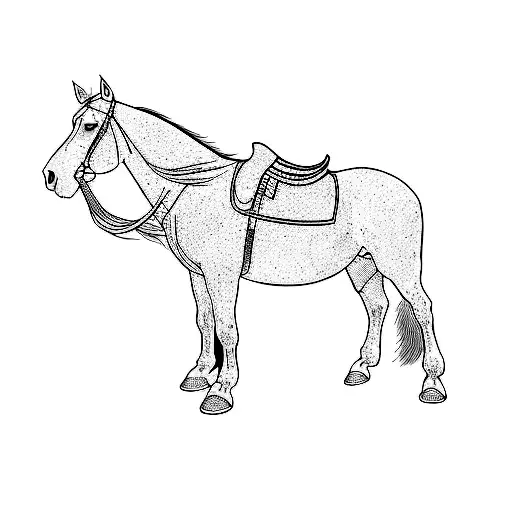 A Horse With A Blue Saddle