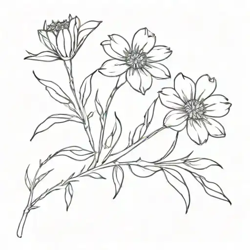 Wildflower Waist Line Drawing