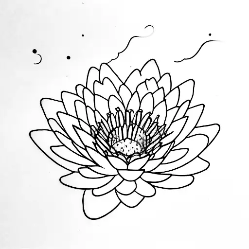 A Minimalist Water Lily With Cosmos Flowers Surrounding It