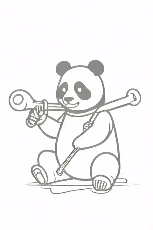 Panda Mechanic Holding A Wrench