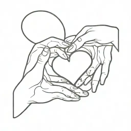 Tattoo For A Mother And Her Two Daughters With Hands Surrounding A Heart