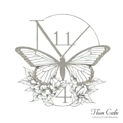 Roman Numeral Number 4 With Butterfly Surrounded