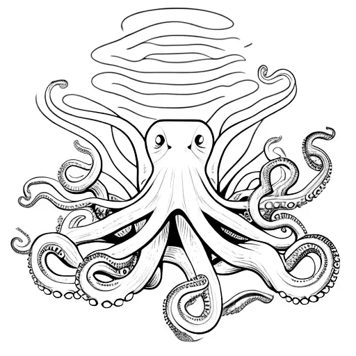 A Realistic Octopus Coming Out Of An Empty Bottle With A Wide Base