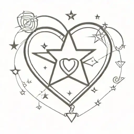 Star And A Heart Shaped Lock