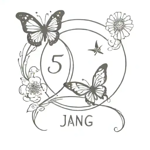 Moon And Butterfly With The Word Jang