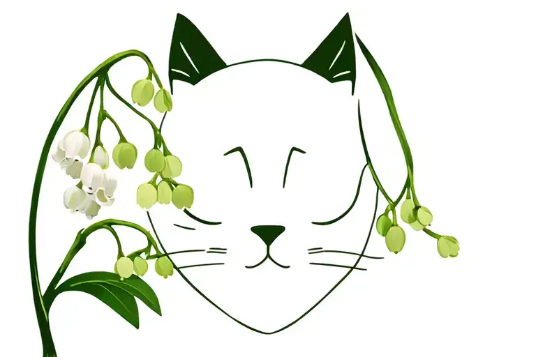 Lily Of The Valley Flower Stem With Cat Faces Inside
