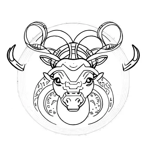 Design A Minimalist Tattoo Of The Zodiac Signs Taurus And Capricorn Together In The Same Design