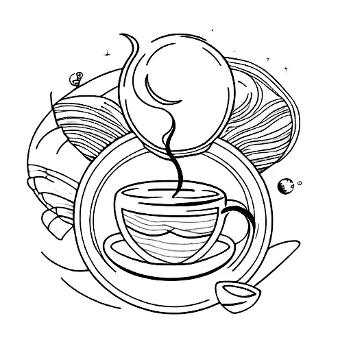 A Sleeping Moon Sipping Coffee