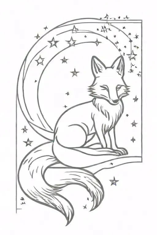 Fox With Stars And Moon