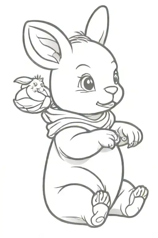 Cartoon Style Baby Bull Sitting With A Bunny Comforter