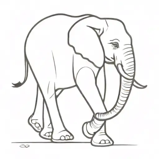 Fine Line One Line Elephant Walking