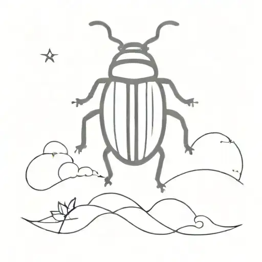 Line Tattoo Of A Love Bug In The Sky