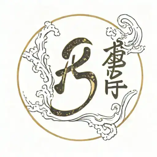 The Word 'Footprint' In Kanji Characters With Gold Marks On The Characters In A Kintsugi Style