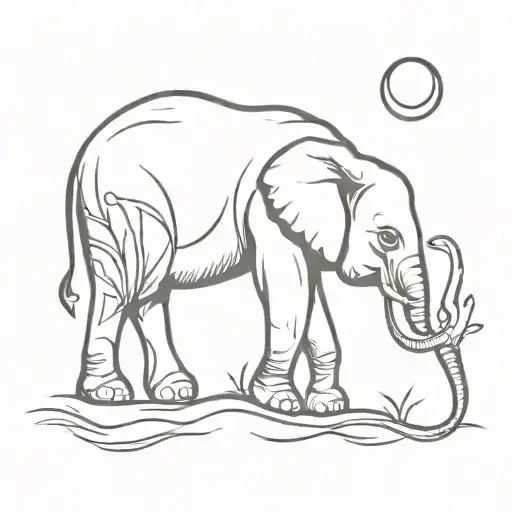 Elephant And Moon Rising