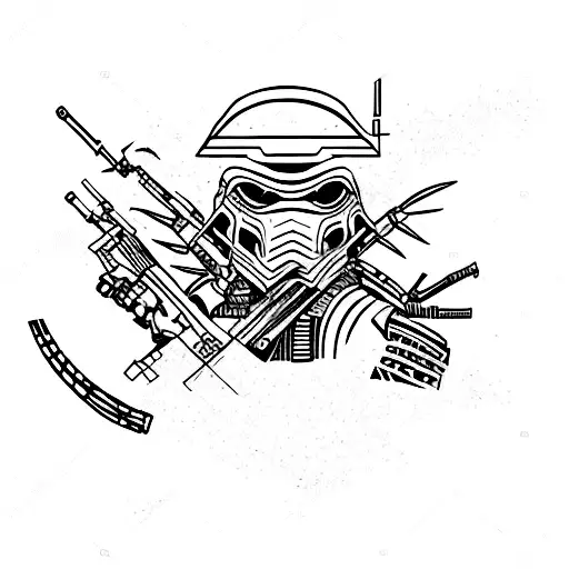 A Yautja Warrior In A Ghillie Suit Holding A High-tech Sniper Rifle