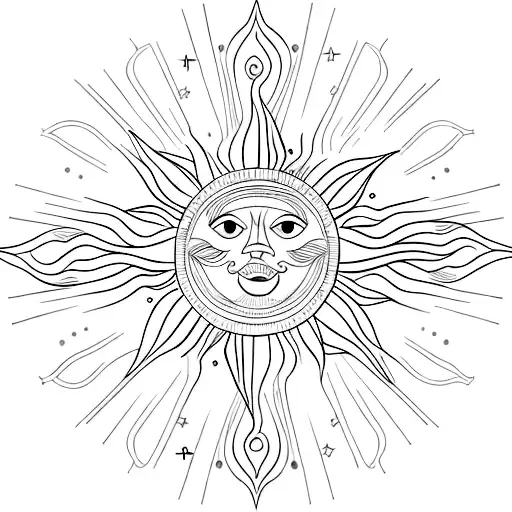 A Japanese-style Sun With Intricate Star Patterns