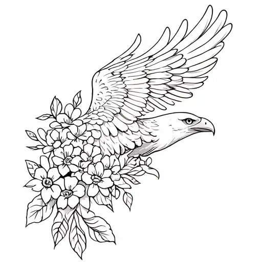 Eagle With Flowers In Wings