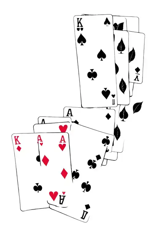 A Deck Of Playing Cards Falling One By One Like Leaves From A Tree