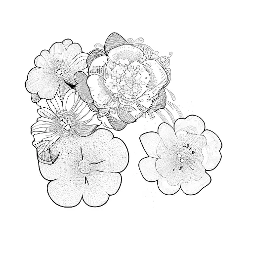 Purple Flowers On A Black Background