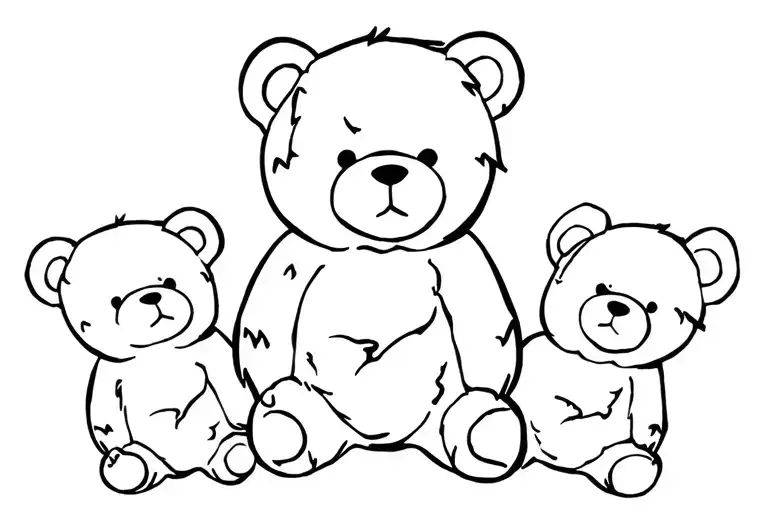 Three Ripped Teddy Bear