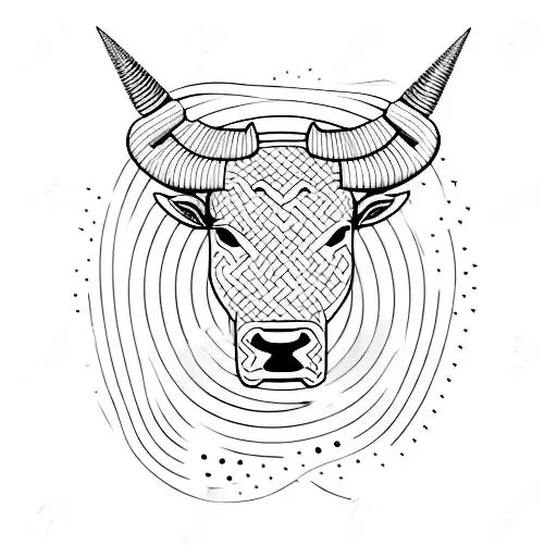 A Minimalist Tattoo Of A Bull With A Musical Staff And Notes Forming Its Horns