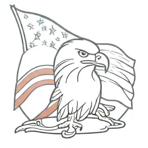 Eagle Holding An American Flag And An Italian Flag