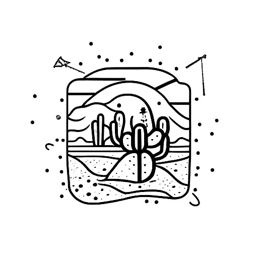 Beach Volleyball With Cactus