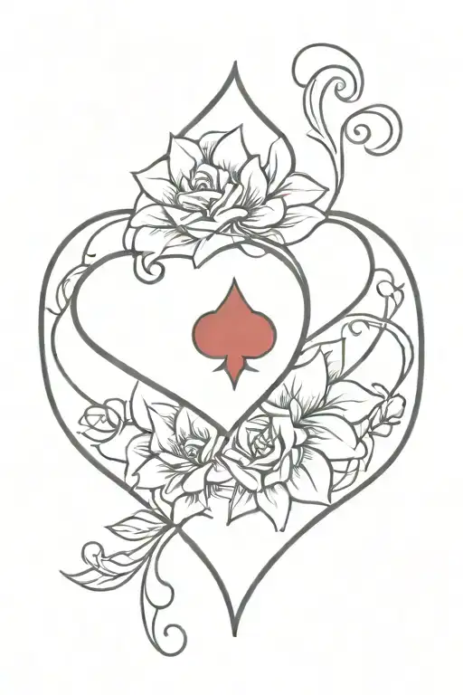 Ace Of Hearts Playing Card Flower Intertwined