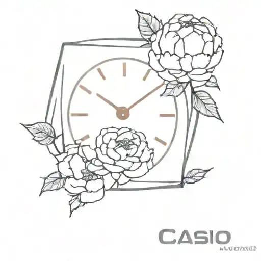 Casio Clock In Peonies Flower