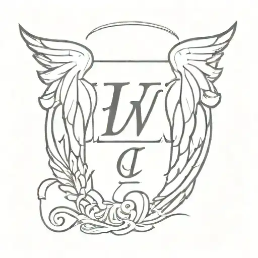 Lw Initials With Angel Wings And A Halo