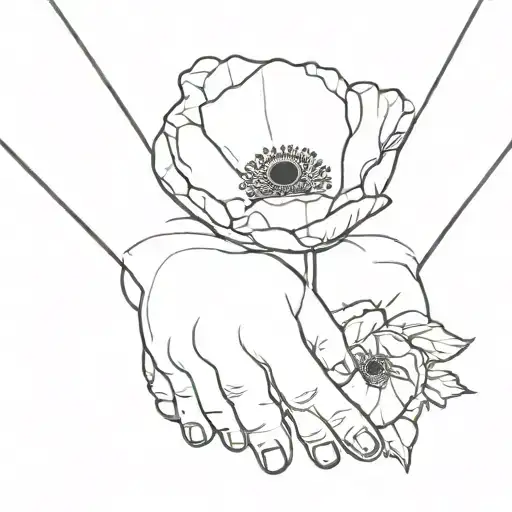 Poppy Flower Mother Daughter Hand In Hand