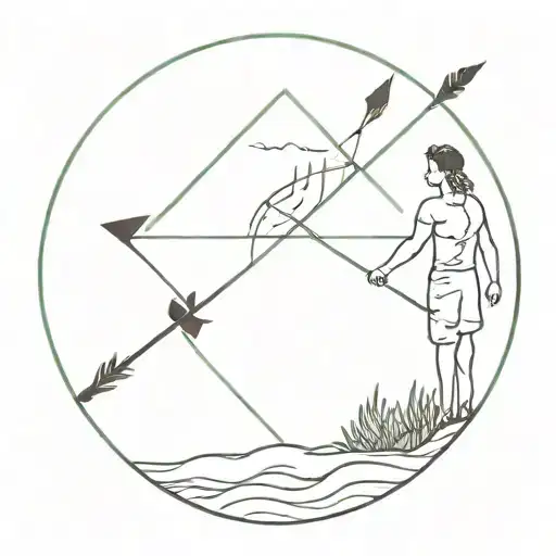 Distancd Between Father And Son With An Arrow And Elements From An Island
