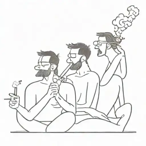 Crazy Rockers Friends Smoking Cigarette