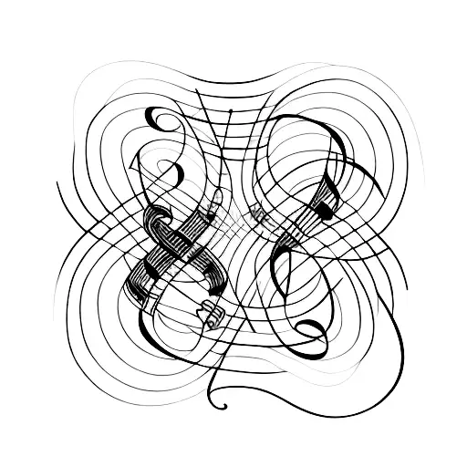 An Abstract Representation Of Music Notes Intertwined With Animal Silhouettes