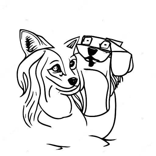 Fox Like Dog And A Girl With Long Hair