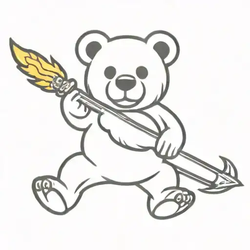 Grateful Dead Bear Holding A Spear With Fire On The Tip